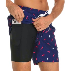 Kfnire Bañador Hombre con Forro Compresión y Bolsillos, Shorts de Baño para Natación Secado Rápido Hidrófugo Banador para Hombre