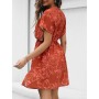 CUPSHE Vestido, Cuello en V, Cintura elástica, Juego de Tapa de Manga Corta, Vestido de Longitud Media. para Mujer