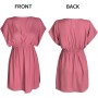 CUPSHE Vestido, Cuello en V, Cintura elástica, Juego de Tapa de Manga Corta, Vestido de Longitud Media. para Mujer