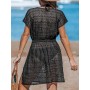 CUPSHE Vestido, Cuello en V, Cintura elástica, Juego de Tapa de Manga Corta, Vestido de Longitud Media. para Mujer