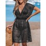 CUPSHE Vestido, Cuello en V, Cintura elástica, Juego de Tapa de Manga Corta, Vestido de Longitud Media. para Mujer