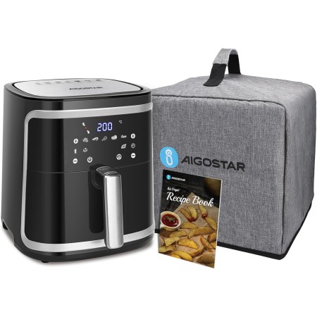 Aigostar Cube - Freidora de aire XXL, 1900W, 7L Air fryer. Libro de recetas incluido, panel LED táctil. Doble uso: con cesta o