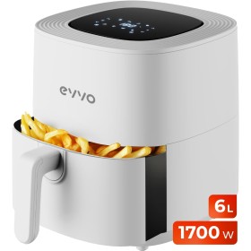 EVVO Freidora Aire Sin Aceite de 6L, 1700W, Recipiente Antiadherente, Tecnología Dual Cyclone, Multifunción, Hornea, Deshidrata,