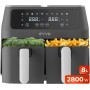 EVVO Freidora Aire Sin Aceite de 6L, 1700W, Recipiente Antiadherente, Tecnología Dual Cyclone, Multifunción, Hornea, Deshidrata,