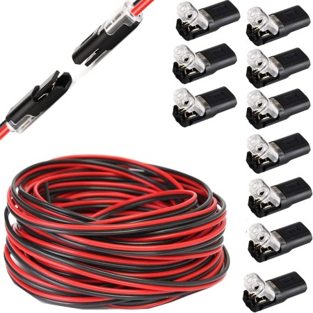 RUNCCI-YUN 20m Cable Extensión Tira LED Cable de Conexión DC 12V Cinta LED 2 Pin Cable Conector Banda LED Separable Extensio,