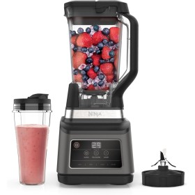 Ninja Batidora de vaso 2 en 1, 1200 W, 3 programas automáticos, 4 ajustes manuales, tecnología Auto-iQ, Jarra de 2,1 l y vaso de