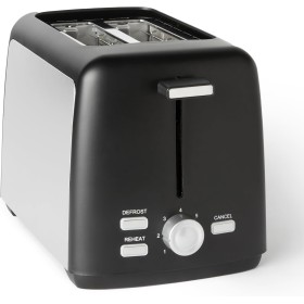 Amazon Basics Tostadora 2 Rebanadas con 7 Niveles de Tostado y Bandeja para Migas Extraíble, Ranuras Extra Anchas, 800W, Negro