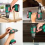 Taladro Atornillador Brushless 18V, HYCHIKA Taladro Percutor, Batería 2.0Ah con 60Nm, 53 Accesorios, 21+3 Ajustes, Cargador