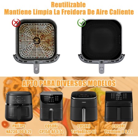 23cm Molde Silicona Freidora de Aire, 2PCS Caliente Air Fryer Accesorios Para Cosori 5,5L/6L/6,L, Philips Série 2000 6.2L