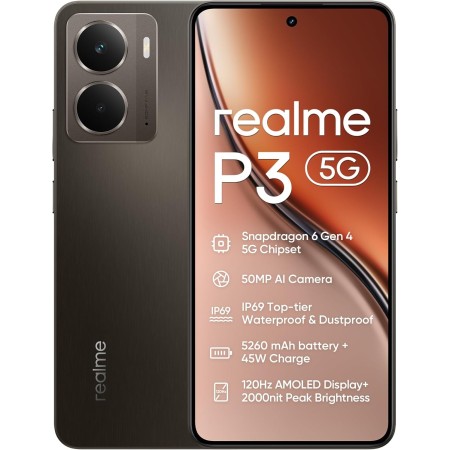 realme P3 5G Smartphone 8+256GB, Gris Cometa, Pantalla de 6.67 Pulgadas, Refresco de 120Hz, Batería de 5260mAh, Cámara IA de