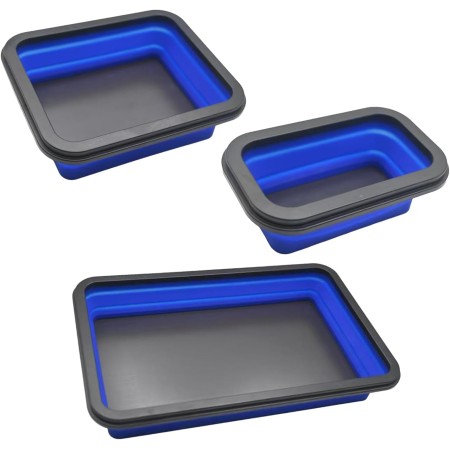 Juego de 3 Conchas Magnéticas de Fijación, Bandejas Magnéticas de Silicona, Bandejas Plegables, Accesorios de Taller para