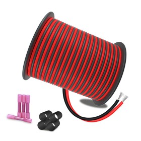 LEADTOPS 30 Metro 18 Calibre Cable Extensión Línea 2 pines, 2x0.8mm² Cable Rojo y Negro de Cobre Estañado, 12/24V DC 18AWG