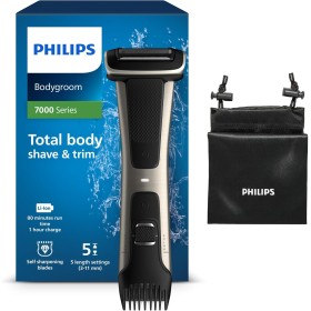Philips Serie 7000 BG7025/15 - Afeitadora corporal con cabezal de recorte y de afeitado, 80 minutos de uso, apta para la ducha,