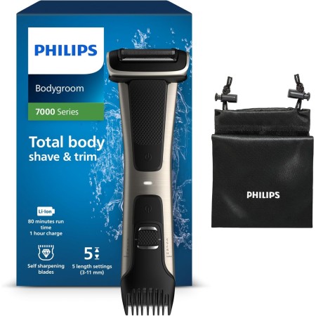 Philips Serie 7000 BG7025/15 - Afeitadora corporal con cabezal de recorte y de afeitado, 80 minutos de uso, apta para la ducha,