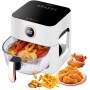 Freidora de aire caliente 5L, 1300W Freidora de aire con ventana de visión de 360°, control de tiempo y tempertura, pantalla