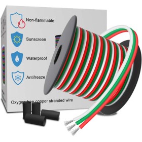 LEADTOPS Cable de Extensión de Conductor de 3 Pin, 10 M 3x0,32mm² 22 AWG Calibre, Cable de Cobre Estañado Trenzado, 5/12 V CC,
