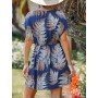 CUPSHE Vestido, Cuello en V, Cintura elástica, Juego de Tapa de Manga Corta, Vestido de Longitud Media. para Mujer