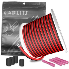CARLITS 15m 2x0.81mm² 18AWG de Extensión Cable de Alambre 50FT Cobre Puro Estañado Calibre 18 2 Pines Eléctrico de Conexión 12V
