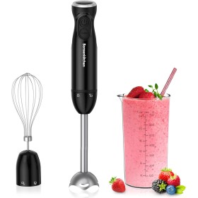 BonsenKitchen Batidora de mano, batidora de inmersión 3 en 1 de mano, batidor de huevos, vaso de precipitados de 700 ml para