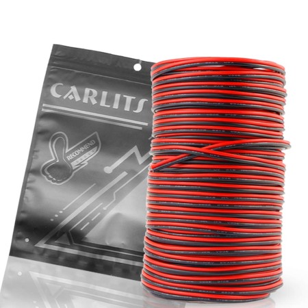 CARLITS Cable LED de Calibre 20, 20M Negro y Rojo, 20 AWG, Compatible con Tiras LED 3528, 5050, 2835