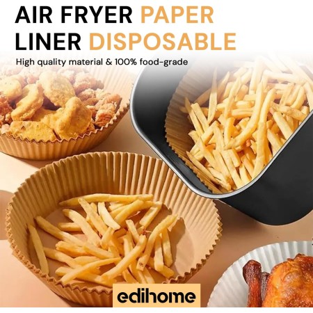 edihome, Papel Freidora Aire, Air Fryer, 100 Unidades, 20-24 cm, BPA Free, Desechable, para Horno, Accesorios para Freidora sin