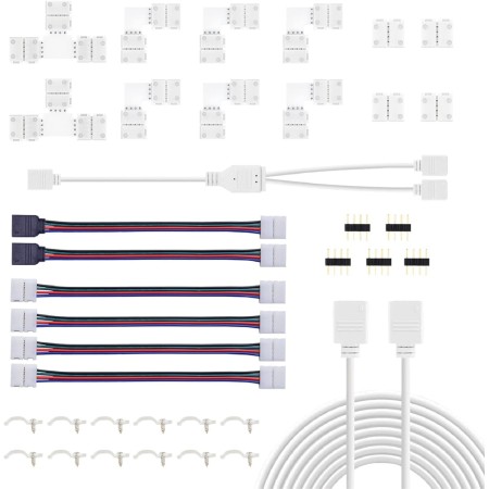Cable de Extensión Para Tiras de Luces LED de 4 Pines, Kit de Conectores de Tiras LED sin Soldadura con Cable de Extensión de 5