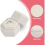Caja de Anillo de Terciopelo, Hexagonal de Doble Ranura Caja Anillo Compromiso, Caja Anillos Boda con Tapa Extraíble, Joyero