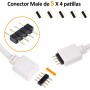 Cable de Extensión Para Tiras de Luces LED de 4 Pines, Kit de Conectores de Tiras LED sin Soldadura con Cable de Extensión de 5