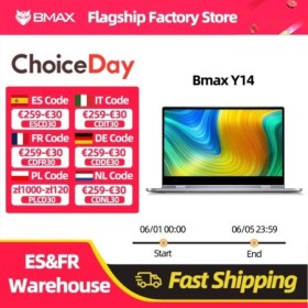 BMAX Y14 portátil de 14 pulgadas Windows 11 16GB RAM LPDDR5 512GB SSD 