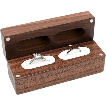 SacJkt Caja Para Anillos de Madera, Caja Anillos Boda, Porta Alianzas Boda, Joyas Caja de Presentación para Propuesta,
