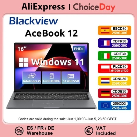 Blackview-ordenador portátil 12 Win 11, 16 ", IPS FHD, Intel I5-1030NG