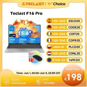 Teclast F16 Pro Portátil, Windows 11 Pro, CPU Intel N95, 16GB RAM, 512