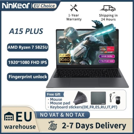 Ninkear A15 PLUS portátil 15,6 "IPS FHD AMD Ryzen 7 5825U Notebook 32G