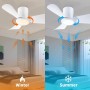 activeallbrite Ventilador de Techo, 15W LED, Motor DC 20W, 6 Velocidades, Ultra silencioso, Función Verano-Invierno,