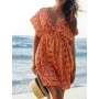 CUPSHE Vestido, Cuello en V, Cintura elástica, Juego de Tapa de Manga Corta, Vestido de Longitud Media. para Mujer