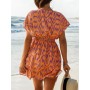 CUPSHE Vestido, Cuello en V, Cintura elástica, Juego de Tapa de Manga Corta, Vestido de Longitud Media. para Mujer