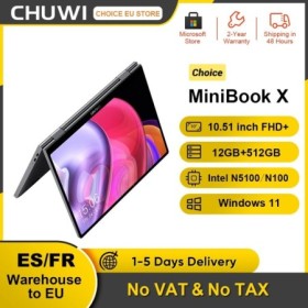 CHUWI MiniBook X Laptop 2 en 1 Modo Yoga Intel N100 N5100 10.51 pulgad