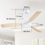 activeallbrite Ventilador de Techo, 15W LED, Motor DC 20W, 6 Velocidades, Ultra silencioso, Función Verano-Invierno,