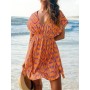 CUPSHE Vestido, Cuello en V, Cintura elástica, Juego de Tapa de Manga Corta, Vestido de Longitud Media. para Mujer