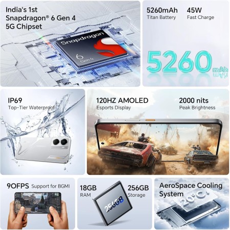 realme P3 Smartphone 5G,Snapdragon 6 Gen 4,120Hz 6.67" AMOLED Pantalla,50 MP AI Cámara,12GB+512GB Telefono Movil,Batería