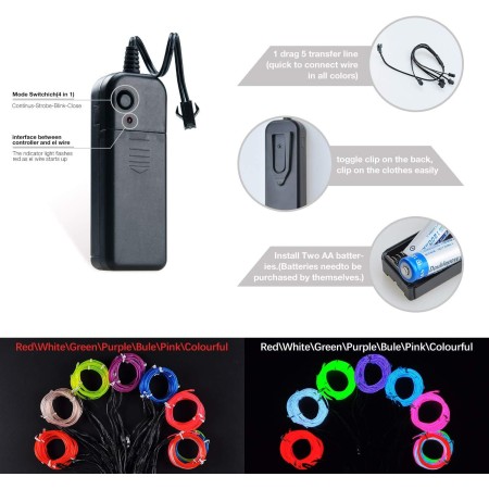 COVVY Cable LED Tira de Luces de Neon Flexible de 5 * 1 M Alimentado 3 Modos de Funcionamiento, Perfecto para Decoración de