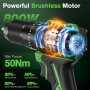Ginour Taladro Percutor a Bateria sin escobillas, 21V Atornillador con 2x2Ah Baterías compatible con Makita 18V, 50Nm, 47