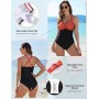 Nadeer Bañador Mujer Reductores Push Up Traje de Baño de Una Pieza Cintura Alta Ropa de Baño Espalda Cruzada Talla Grande Moda