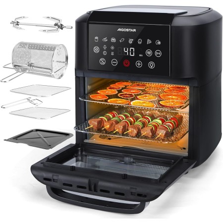 Aigostar Owen - Freidora aire de 12 litros de capacidad, Horno de aire multifunción, 1700 W, Pantalla LED táctil, 8 modos