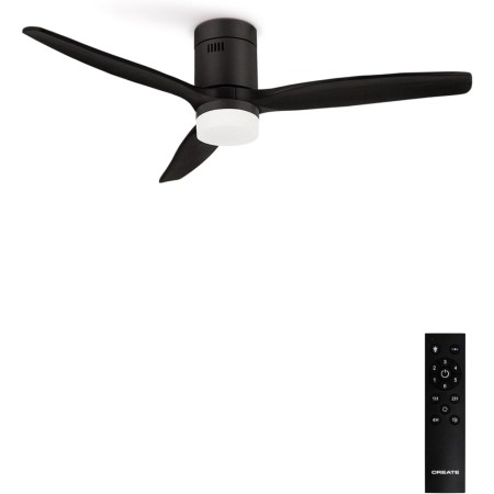 CREATE / WINDCALM S/Ventilador de techo ABS con luz negro con mando / 40W, Silencioso, Ø112 cm, 6 velocidades, 3 temperaturas de