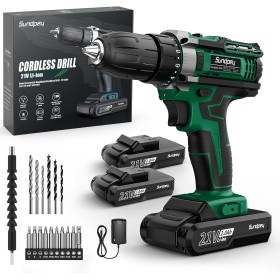 Sundpey Taladro Atornillador Bateria 21V - Atornillador Electrico con 2x2.0Ah Baterías, Taladro Bateria 45N.m Max, 18+1 Ajuste