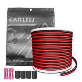 CARLITS 30m 20AWG Cable de Extensión Cable de Alambre Cobre Estañado Calibre 2x0.5mm² 20 Cable de Conexión de 2 Cables Eléctrico