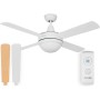 UNIVERSALBLUE Ventilador de techo con luz LED | Aspas reversibles inox y blanco | Ventilador silencioso con Motor AC | Mando a