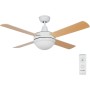 UNIVERSALBLUE Ventilador de techo con luz LED | Aspas reversibles inox y blanco | Ventilador silencioso con Motor AC | Mando a