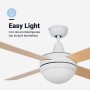 UNIVERSALBLUE Ventilador de techo con luz LED | Aspas reversibles inox y blanco | Ventilador silencioso con Motor AC | Mando a